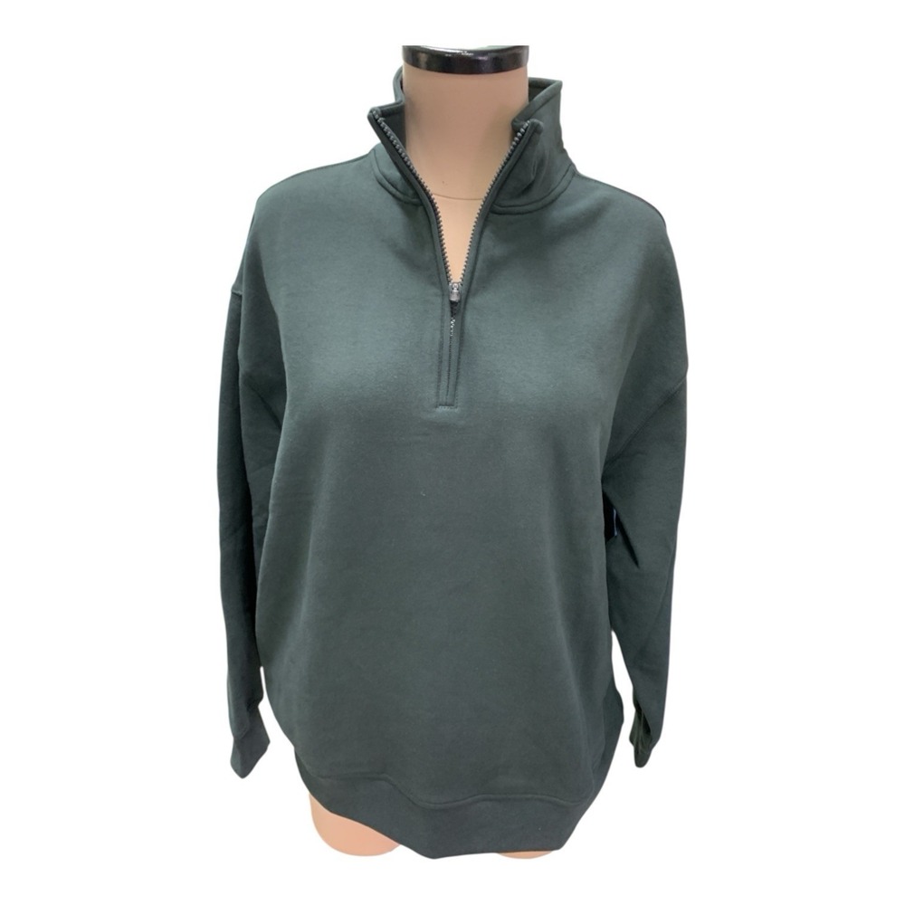 ATHLETA Forever Fleece 1/4 Zip Sweatshirt Women's Dark Green Size Medium